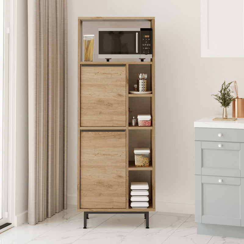 Keukenkast – Opbergkast – Dressoir – Kast – Meubel – Wit – 162x60x36 cm – Stevig Met Metalen Poten – Veel Opbergruimte Met 2 Deuren En Open Vakken
