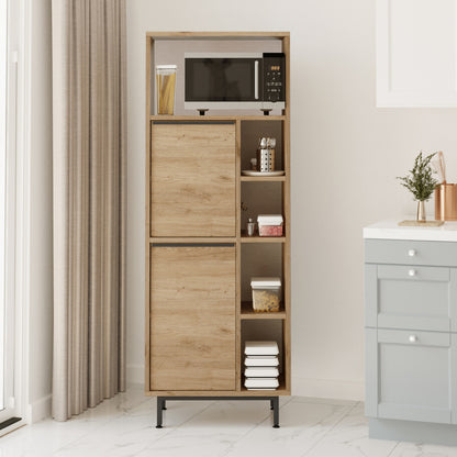 Keukenkast – Opbergkast – Dressoir – Kast – Meubel – Wit – 162x60x36 cm – Stevig Met Metalen Poten – Veel Opbergruimte Met 2 Deuren En Open Vakken
