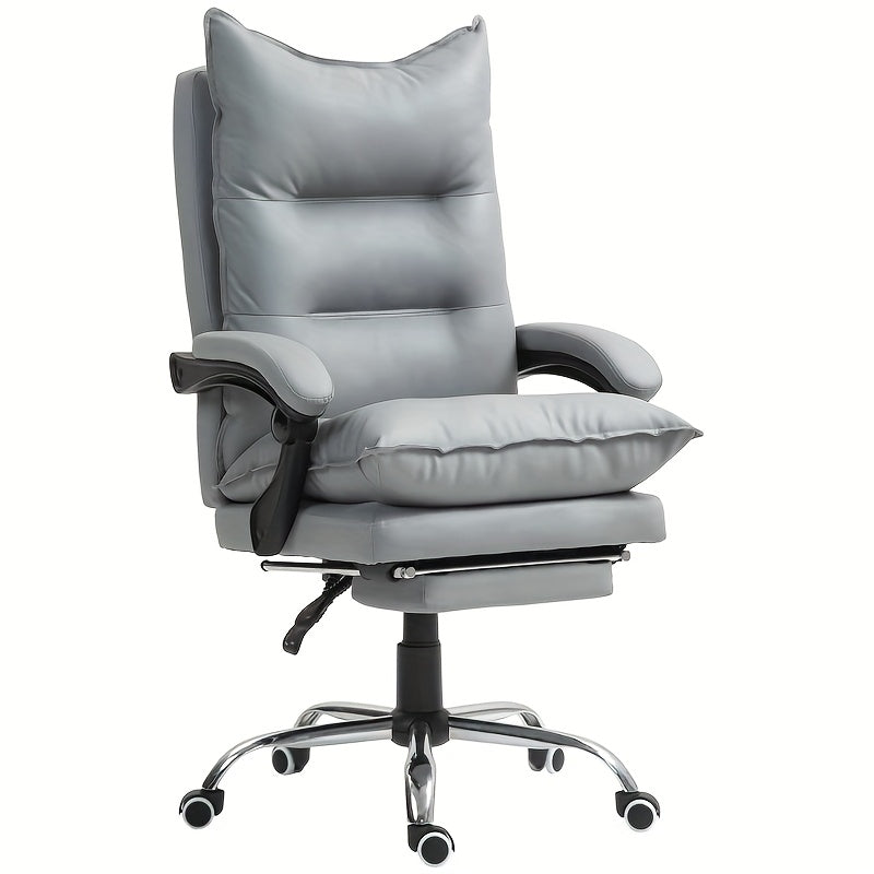 Ergonomic Office Chair & Gaming Chair with 155° Recline, Adjustable Lumbar Support, Height-Adjustable Memory Foam Cushion, Foldable Armrests, Breathable Mesh Backrest & Leather Seat - Heavy-Duty Rolling Desk Chair for /Offic