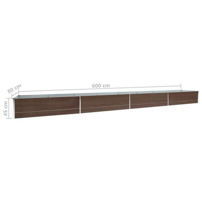 Easy to assemble modern minimalist Garden raised bed Galvanized steel 600x80x45cm Brown quality flower box kit