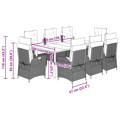 Loungebank – Tuinbank – Loungeset – Tuinmeubel – Balkonbank – 8 Persoons – Weerbestendig PE-Rattan – Verstelbare Rugleuningen