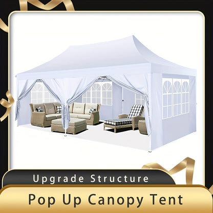 Partytent – Feesttent – Tuintent – Paviljoen – Overkapping – 10x20 ft – UV50+ Bescherming – 6 Zijwanden – Verstelbare Hoogte – Draagtas – Waterbestendig