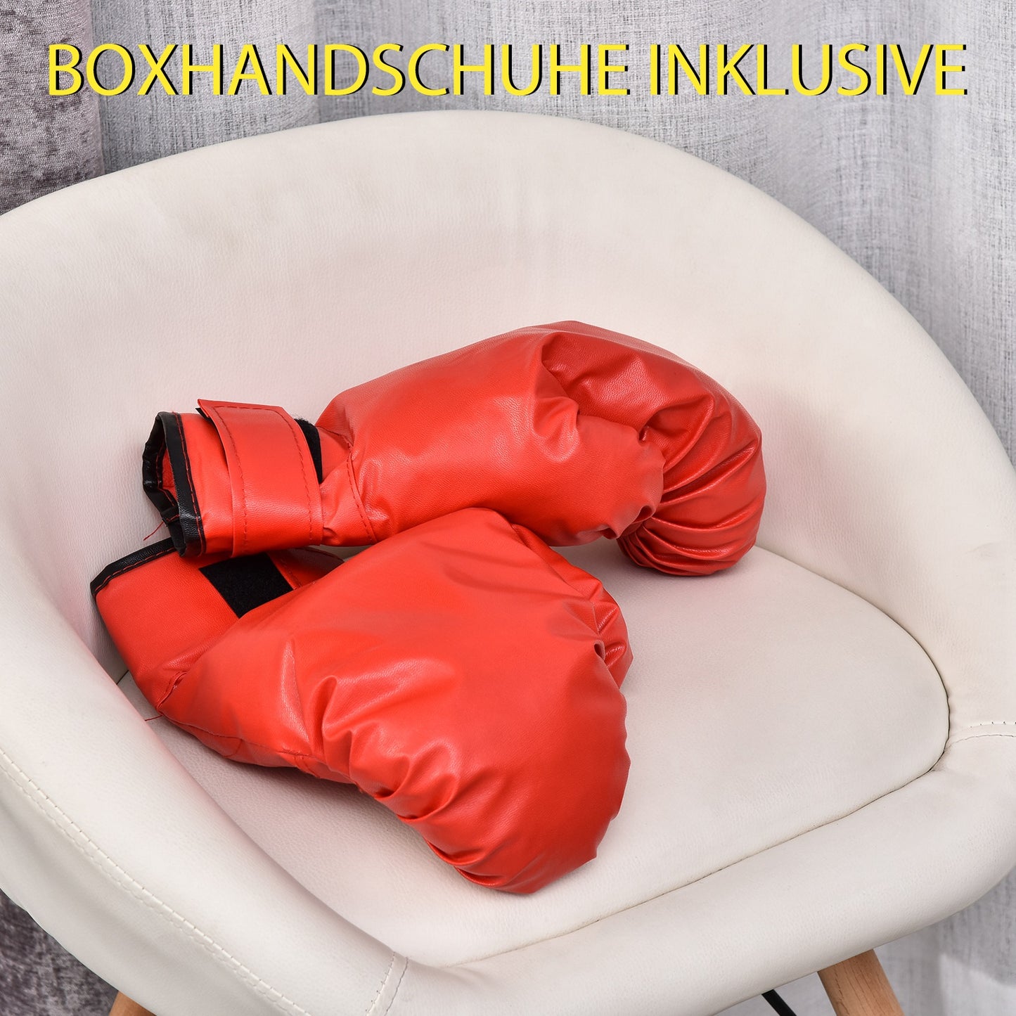 Punching Ball Set – Bokszak – Bokstraining Set – Stootbal – Bokshandschoenen Set – Verstelbare Hoogte 136-154 cm – Duurzaam IJzer Frame – Zwart Rood