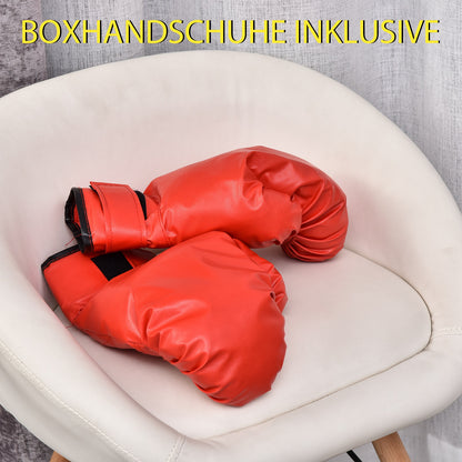 Punching Ball Set – Bokszak – Bokstraining Set – Stootbal – Bokshandschoenen Set – Verstelbare Hoogte 136-154 cm – Duurzaam IJzer Frame – Zwart Rood