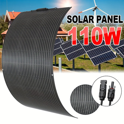 110W Flexible Solar Panel 110 Watt 12 Volt Monocrystalline Flexible Solar Panel Flexible And Bendable For Off-grid Systems, Caravans, Caravans, Campervans, Boats, Rooftops, Uneven Surfaces, Without Battery
