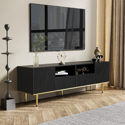 TV Meubel – Media Console – Entertainmentkast – TV Kast – Meubel Voor Flat Screen – Met Gouden Metalen Poten – Stevige Constructie – Modern Design