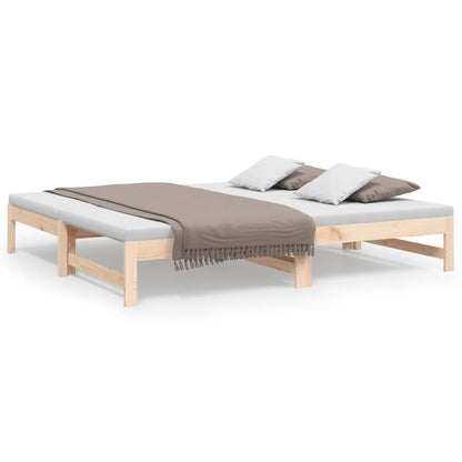Bedbank – Slaapbank – Logeerbed – Bedbank Met Lade – Bedbank Voor Kleine Ruimte – Massief Dennenhout – Lattenbodem – 205,5x158x30 cm