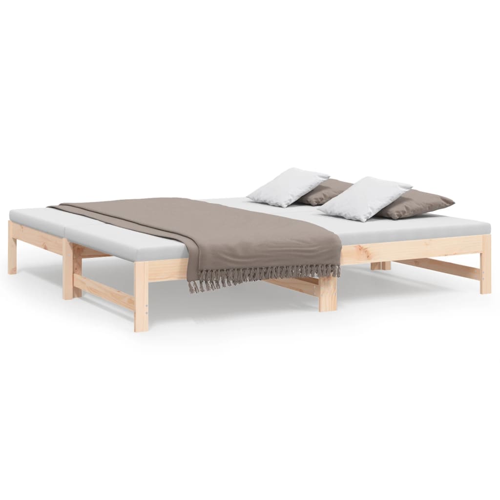 Slaapbank – Bedbank – Slaapstoel – Logeerbed – Opklapbed – Massief Dennenhout – 195,5x148x30 cm