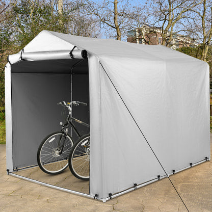 Opslagtent – Opbergschuur – Garagetent – Schuurtent – Carport – Gegalvaniseerd Stalen Frame – Water- en UV-bestendige PE Hoes – 218x160x164 cm – Oprolbare Deur met Dubbele Rits