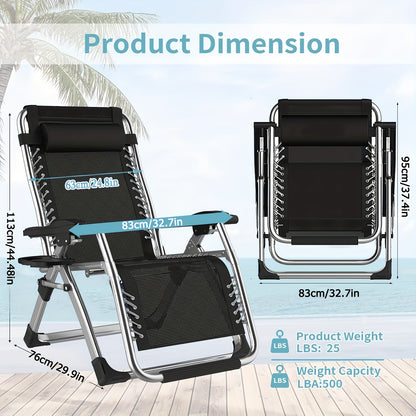 Tuinstoel – Ligstoel – Loungestoel – Relaxstoel – Balkonstoel – Inklapbaar – Extra Breed 83 cm – Verstelbare Rugleuning Met Kussen en Bekerhouder – Max. 180 kg
