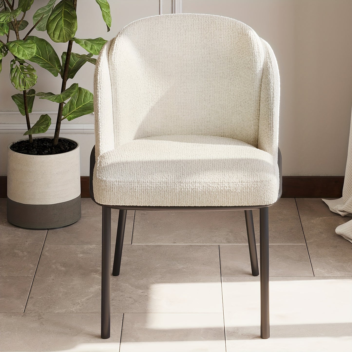 Eetkamerstoelen – Stoelen – Dining Chairs – Zwarte Poten Stoelen – Witte Stoelen – Ergonomisch Design – Comfortabele Zachte Bekleding – Set Van 6 – Duurzaam Metalen Frame – Geschikt Voor Harde Vloeren
