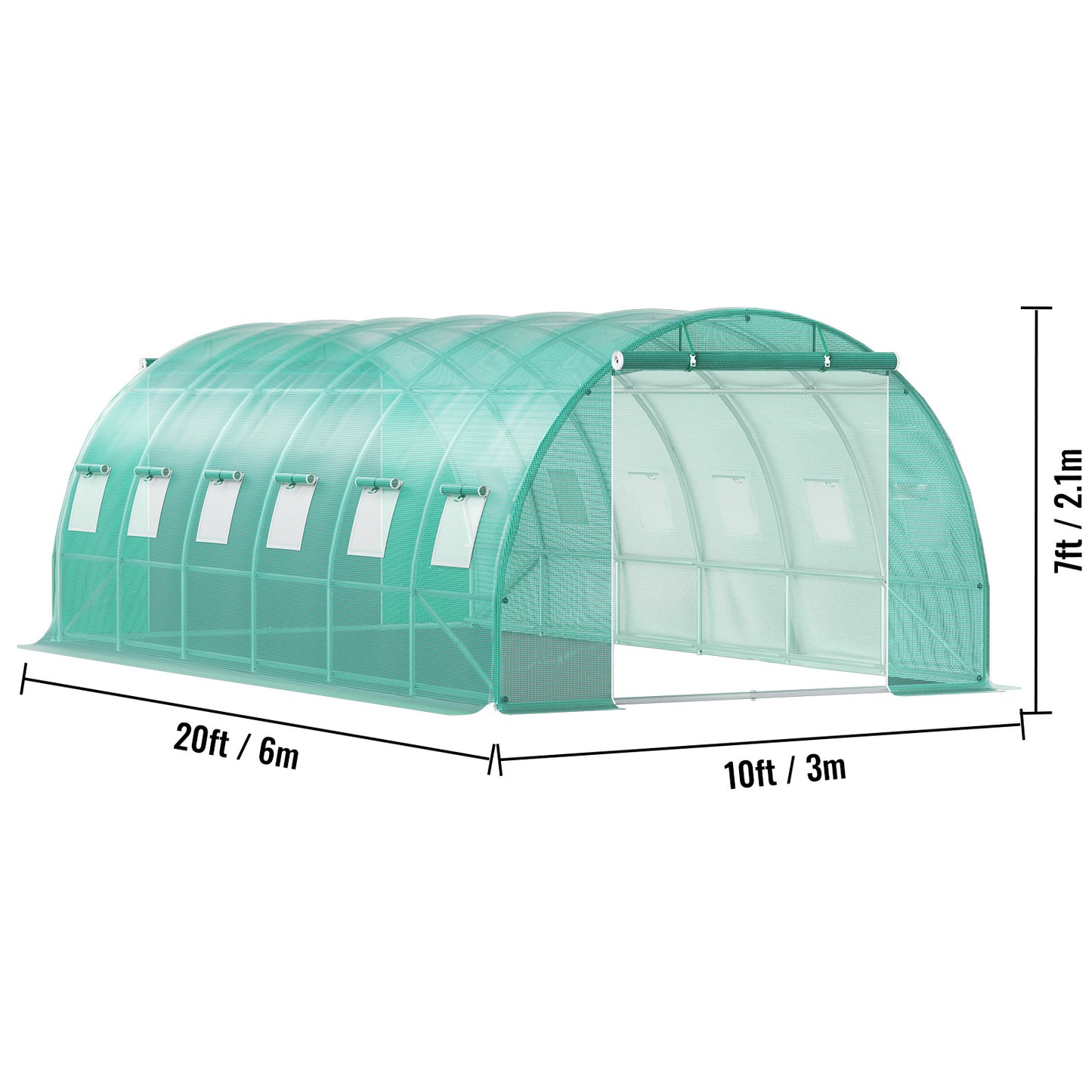 Tunnelkas – Kweekkas – Groentekas – Serre – Tuinkas – 20 x 10 x 7 ft – Gegalvaniseerd Stalen Frame – Waterdichte PE-Folie
