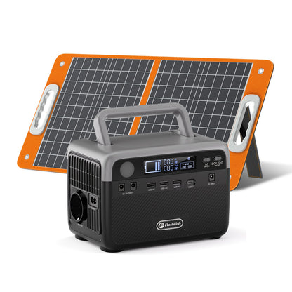 Draagbare Powerstation – Mobiele Generator – Noodstroomvoorziening – Solar Generator – Camping Accu – 230,4Wh LiFePO4 Batterij – Inclusief 60W Inklapbaar Zonnepaneel