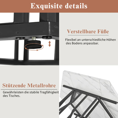 Eettafel – Tafel – Dinertafel – Salontafel – Bijzettafel – Hexagonaal Marmeren Blad – Zwart Metalen Takkenframe