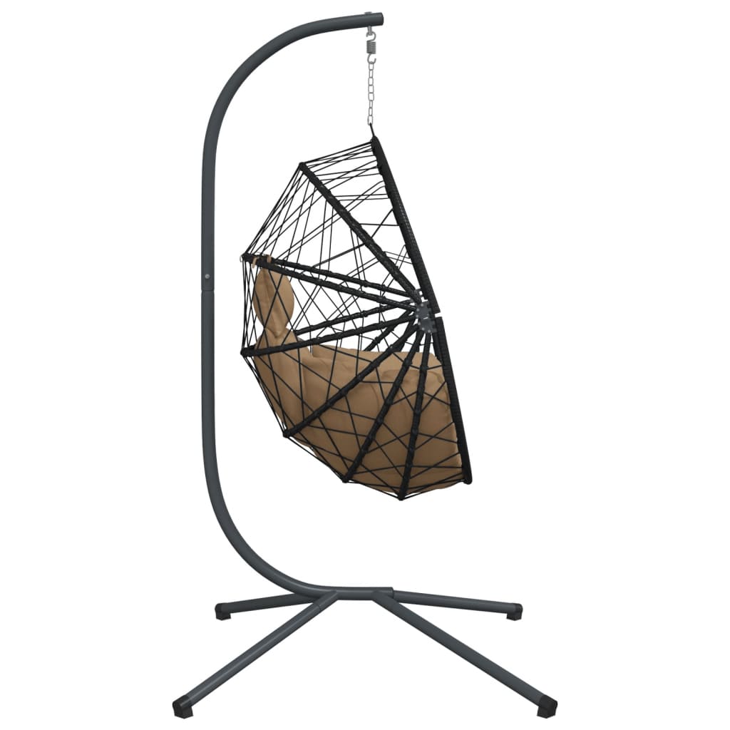 Hangstoel – Hangmand – Schommelstoel – Tuinstoel – Zitzak – Taupe – Rattan & Stalen Frame – Inclusief Afneembaar Kussen