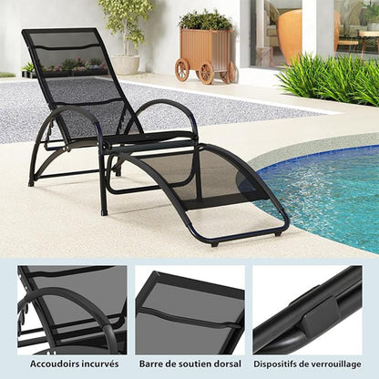 2-in-1 Schommelstoel en Ligstoel – Schommelstoel – Relaxstoel – Tuinstoel – Verstelbare Stoel – Aluminium Frame – Vier Verstelbare Rugleuningposities