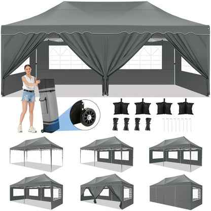 Partytent – Paviljoen – Tuintent – Feesttent – Pop-up Tent – 3x6 Meter – Waterdicht Met 6 Zijwanden – Draagtas Met Wieltjes