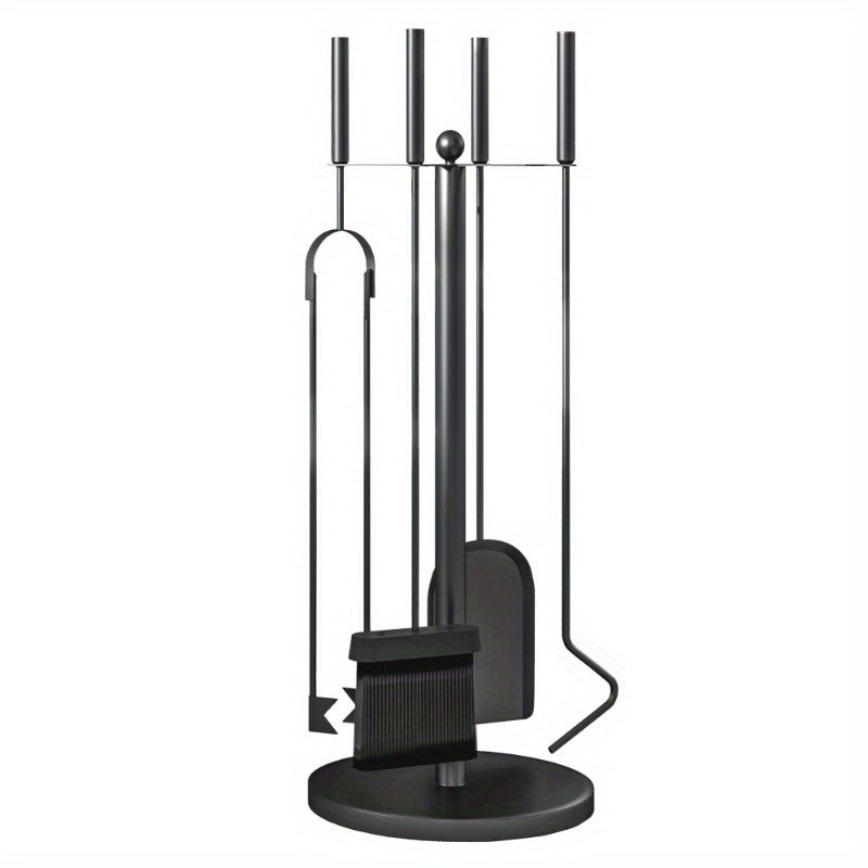 Open Haard Gereedschap Set – Haard Accessoires – Haardborstel – Haardkrabber – Haard Tang – Robuust Metaal – Elegant Gebogen Design