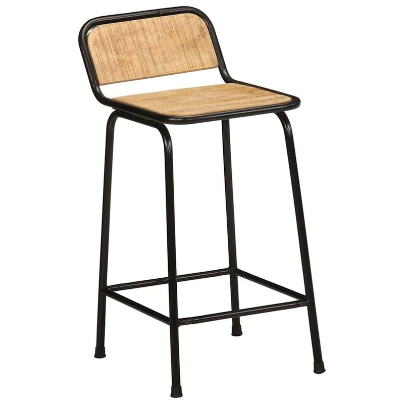 Bar stool 2pcs 46x35.5x80cm rough mango solid wood, Pub Style Stools, Dining Room Furniture, Modern Farmhouse, Contemporary Seating, Backrest Stool, Apartment Living
