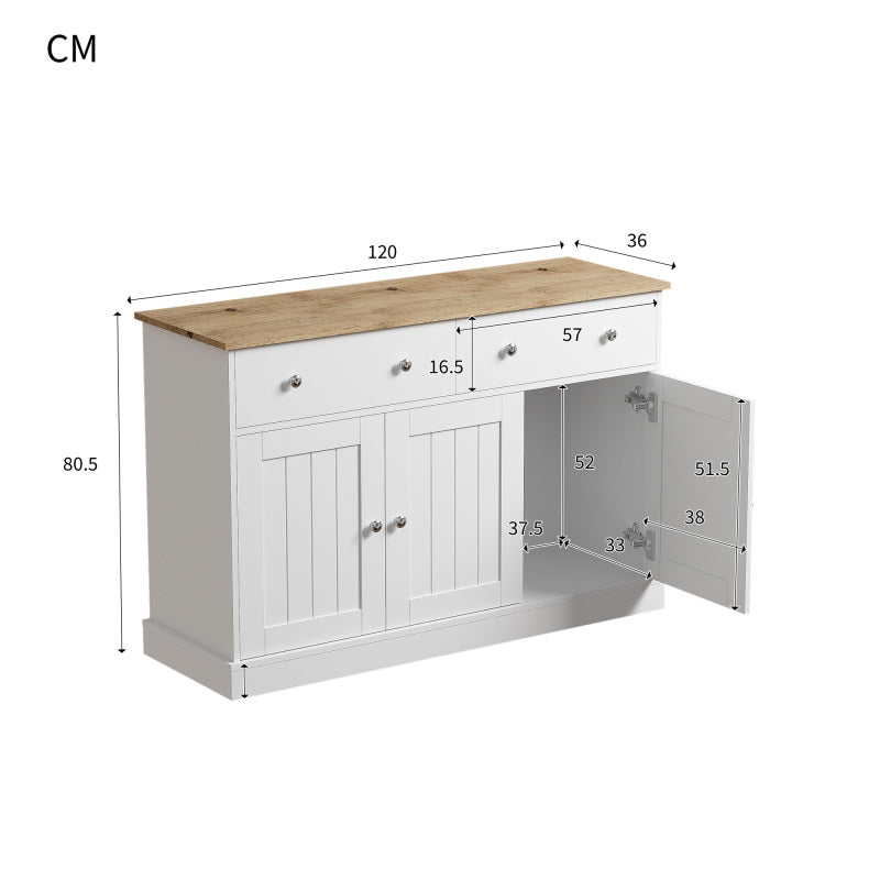 Dressoir – Wandmeubel – Opbergkast – Sideboard – Kast – Wit Hout – Push-to-Open Systeem – 120x36x80,5 cm Compact & Stevig