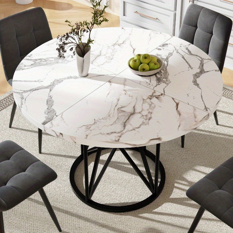 Eetkamer Set 5-delig – Ronde Tafel – Keuken Meubel – Diningset – Stoelen Set – MDF Wit Blad – Grijs Fluweel Bekleding
