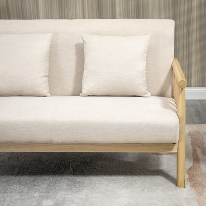 Tweezitsbankje – Bankje – Sofa – Zitbank – Tweezitsbank – Beige – Compact Formaat – Stevig Houten Frame