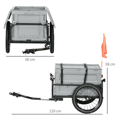 Fietskar – Fietstrolley – Fietsaanhanger – Bolderkar – Opbergtrolley – Inklapbaar Frame – 65L Afneembare Opbergbox