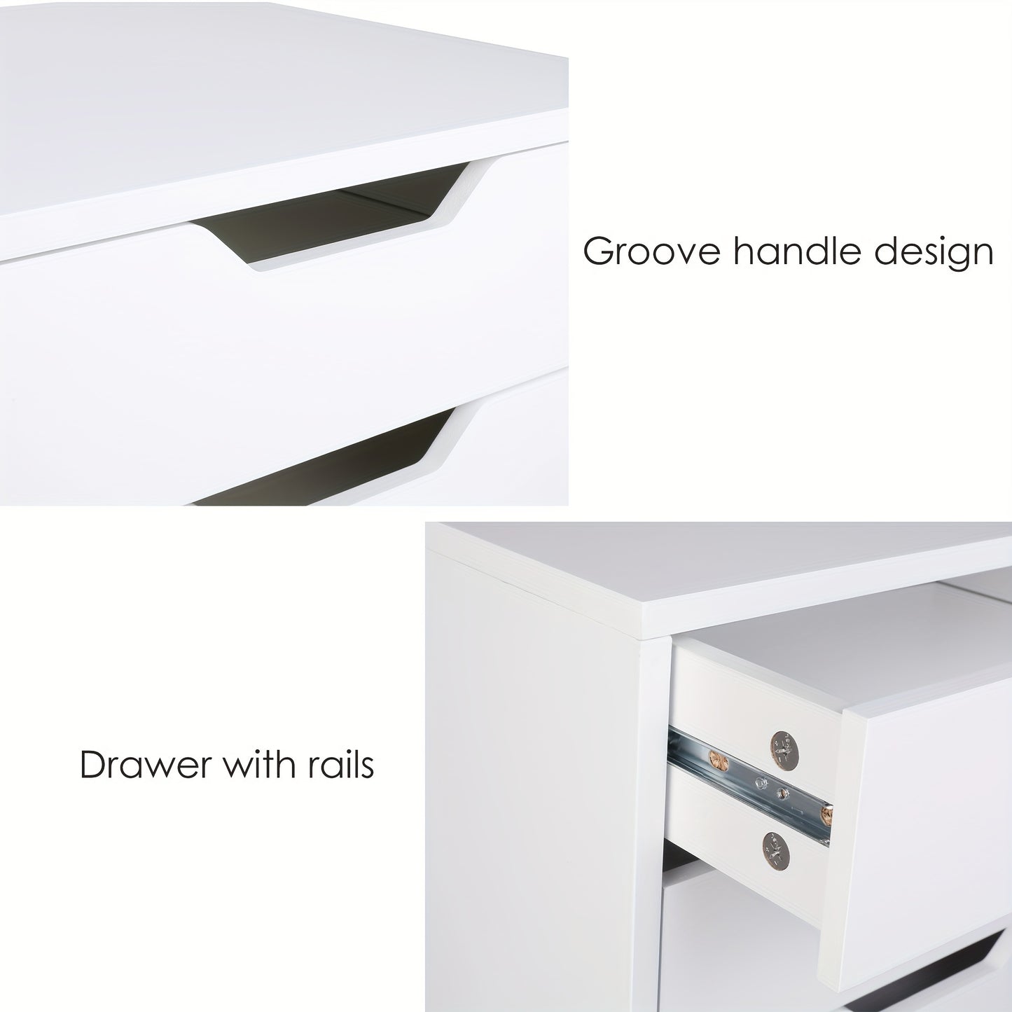 Witte Ladekast – Kommode – Dressoir – Opbergkast – Bureaukast – 6 Ruime Lades – Gouden Handgrepen – Duurzaam Massief Hout – 3.2 Cu Ft Opbergruimte