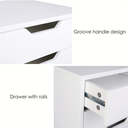 Witte Ladekast – Kommode – Dressoir – Opbergkast – Bureaukast – 6 Ruime Lades – Gouden Handgrepen – Duurzaam Massief Hout – 3.2 Cu Ft Opbergruimte