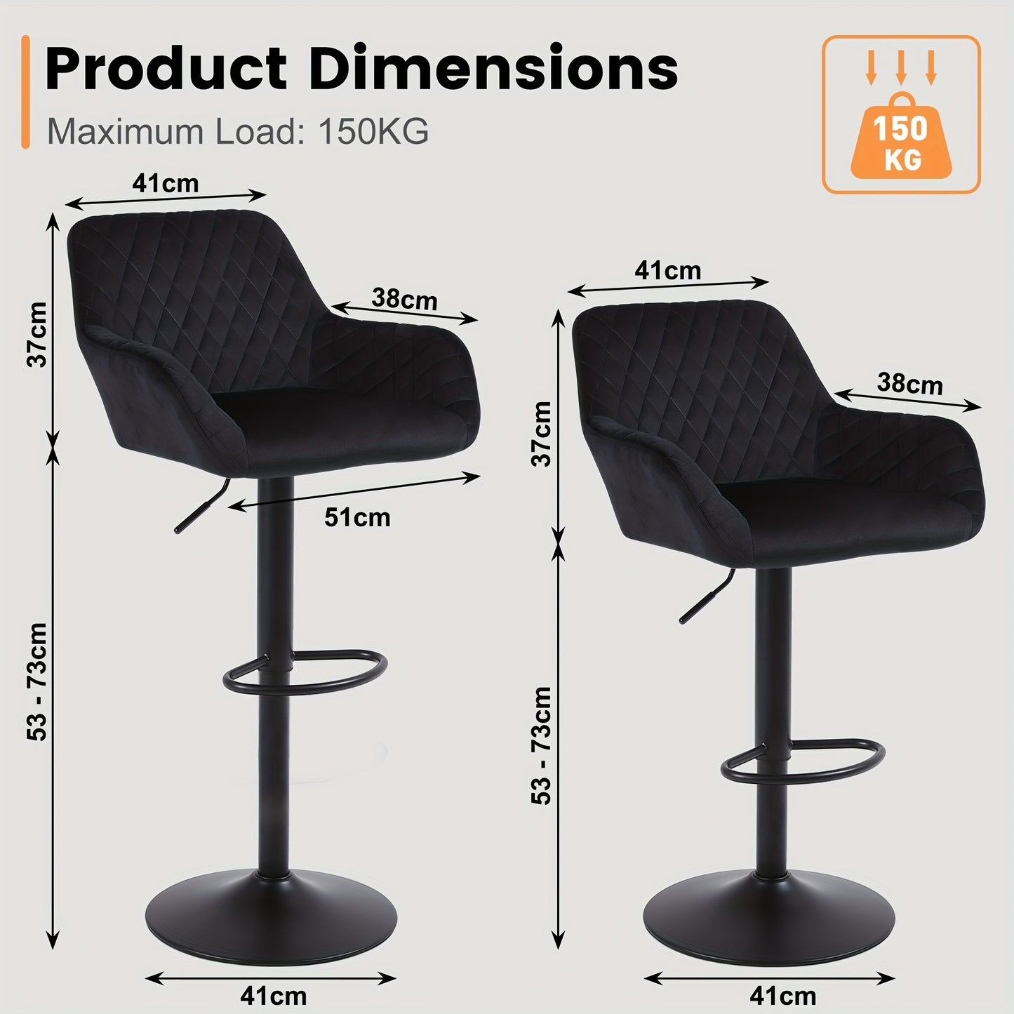 Bar Stools Set Of 2/4, Height Adjustable Swivel Bar Stools, Made Of Imitation Velvet Fabric, Dining Stools with Backrest And Armrests, Suitable for Bars, Kitchens And Gardens, Black Gray Brown, Kitchen Bar Stools, Bar Stools