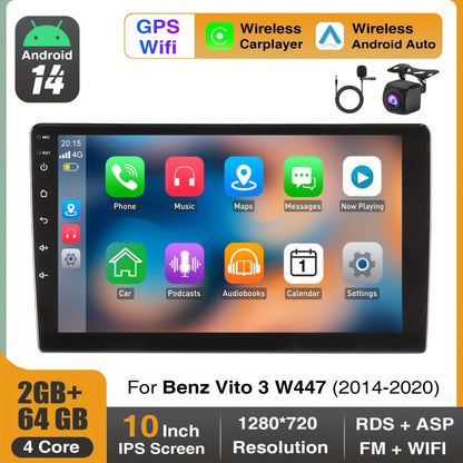 Android 14 Car Stereo – Autostereo – Multimedia Systeem – Autoradio – Navigatiesysteem – Met Microfoon & Camera – 10,1 Inch HD IPS Touchscreen – Wireless CarPlay & Android Auto