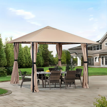 Partytent – Tuinpaviljoen – Tuinfeest Tent – Feesttent – Vouwtent – 3x3 m – Waterafstotend Polyester – Afritsbare Zijpanelen met Rits