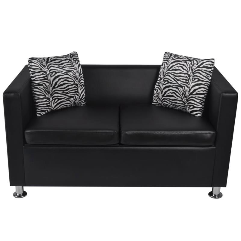 Zwarte Sofa Set – Bankstel – 3-Zits Bank – 2-Zits Bank – Kunstleren Bank – Modern Design – Comfortabele Schuimvulling – Onderhoudsvriendelijk