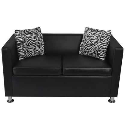 Zwarte Sofa Set – Bankstel – 3-Zits Bank – 2-Zits Bank – Kunstleren Bank – Modern Design – Comfortabele Schuimvulling – Onderhoudsvriendelijk