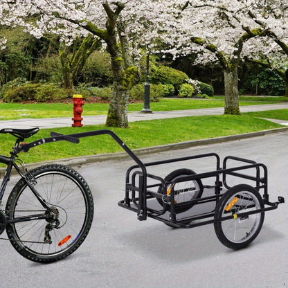 Fietsaanhanger – Bakfiets – Transportkar – Cargo Trailer – Fietskar – Opvouwbaar – 40 kg Capaciteit – Zwart Metalen Frame