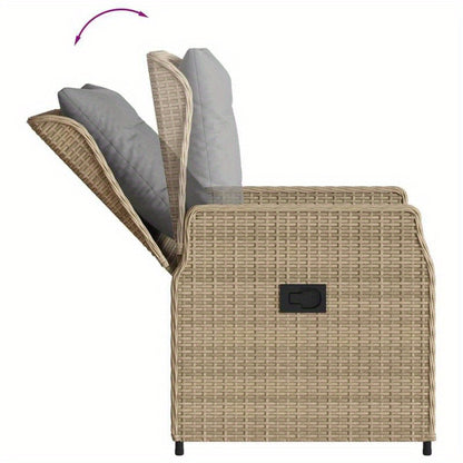 Tuinstoelen – Tuinstoel – Tuinzetel – Balkonstoel – Verstelbare stoel – Set van 2 Beige – Verstelbare Rugleuning – Weerbestendig Polyrattan