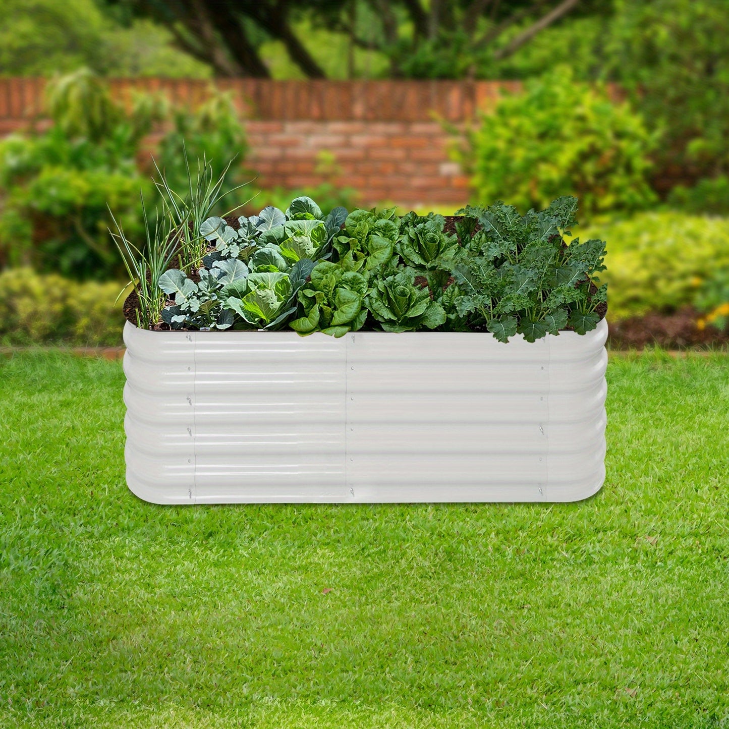 Hoogtebak – Verhoogd Plantenbed – Moestuinbak – Kruidenbak – Bloembak – Wit Metaal – 240x60x43 cm – Duurzaam & Veilig Met Beschermstrips
