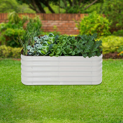 Hoogtebak – Verhoogd Plantenbed – Moestuinbak – Kruidenbak – Bloembak – Wit Metaal – 240x60x43 cm – Duurzaam & Veilig Met Beschermstrips