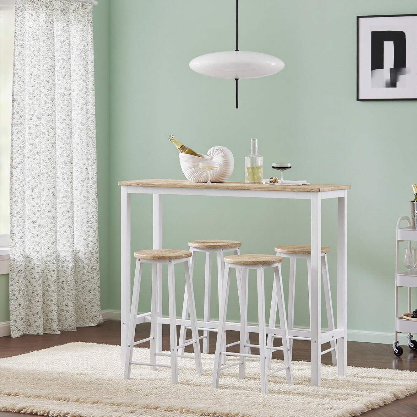 Eettafelset – Barset – Keukentafelset – Bistroset – Compact Dinermeubel – Ruimtebesparend Ontwerp – MDF Tafelblad Met Stalen Frame