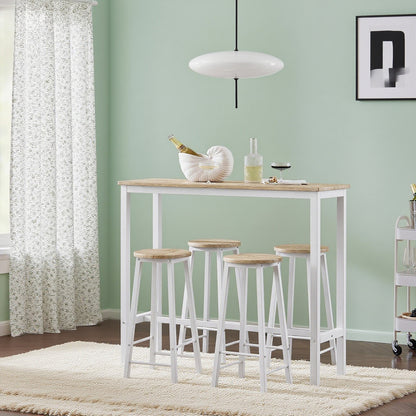 Eettafelset – Barset – Keukentafelset – Bistroset – Compact Dinermeubel – Ruimtebesparend Ontwerp – MDF Tafelblad Met Stalen Frame
