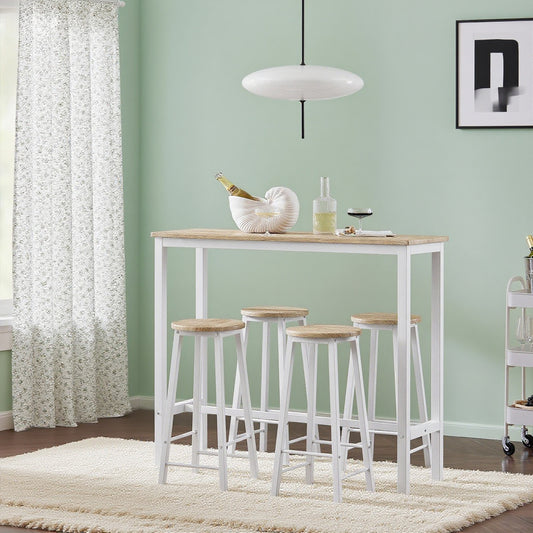 Eettafelset – Barset – Keukentafelset – Bistroset – Compact Dinermeubel – Ruimtebesparend Ontwerp – MDF Tafelblad Met Stalen Frame