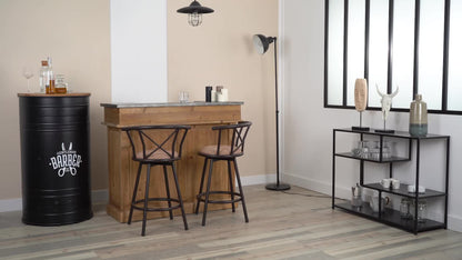 Barkruk – Barstoel – Keukenstoel – Bistrokruk – Draaistoel – 360° Draaibaar – Zachte Stoffen Zitting 63 cm Hoog – Stabiel Metalen Frame Bruin