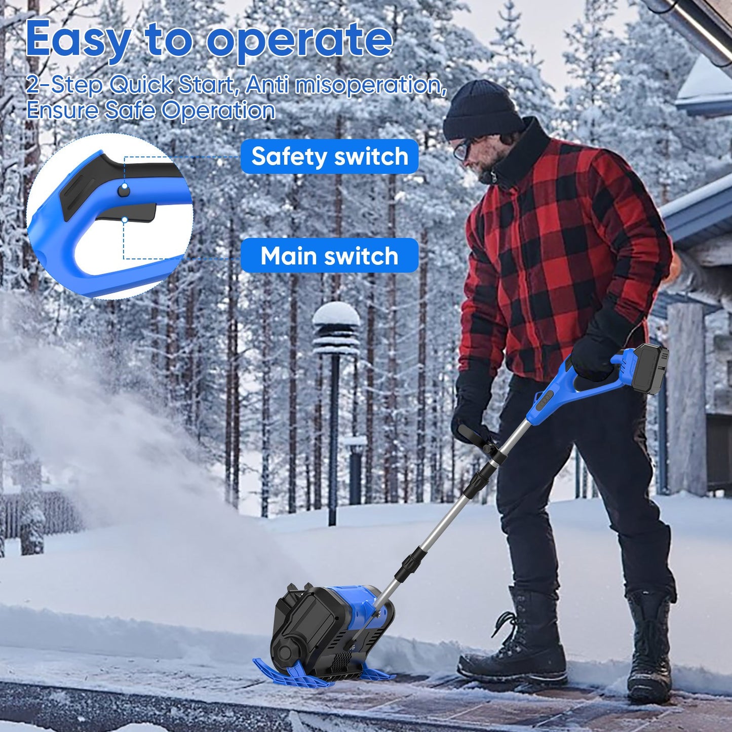 Sneeuwblazer – Sneeuwruimer – Sneeuwschuiver – Bladblazer – Accu Bladblazer – 1000W Borstelloze Motor – 30 cm Werkbreedte – Draadloos Opvouwbaar Design