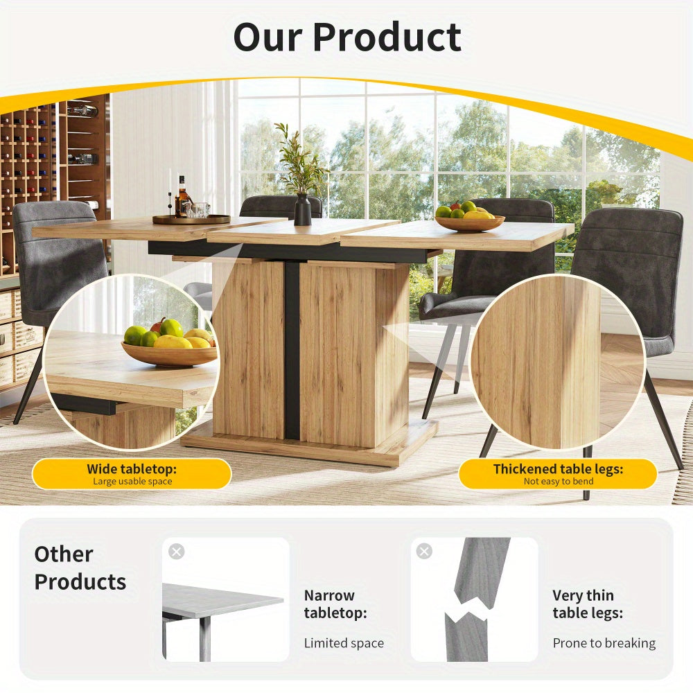 Uitklaptafel – Klaptafel – Inklapbare Tafel – Vouwtafel – Eettafel – Uitschuifbaar 119-158,5 cm – Ruimtebesparend Design – Natuurlijk Hout MDF