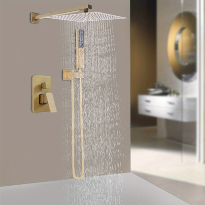 TOOL1SHOOO Luxury Brass Golden Shower System Rainfall Showerhead Handheld Showerhead Suitable for Hotels, Home Gyms, Bathroom Renovations, Bathroom Accessories, Shower Heads for Bathrooms, Shower Head And Hose Set, Bathroom S