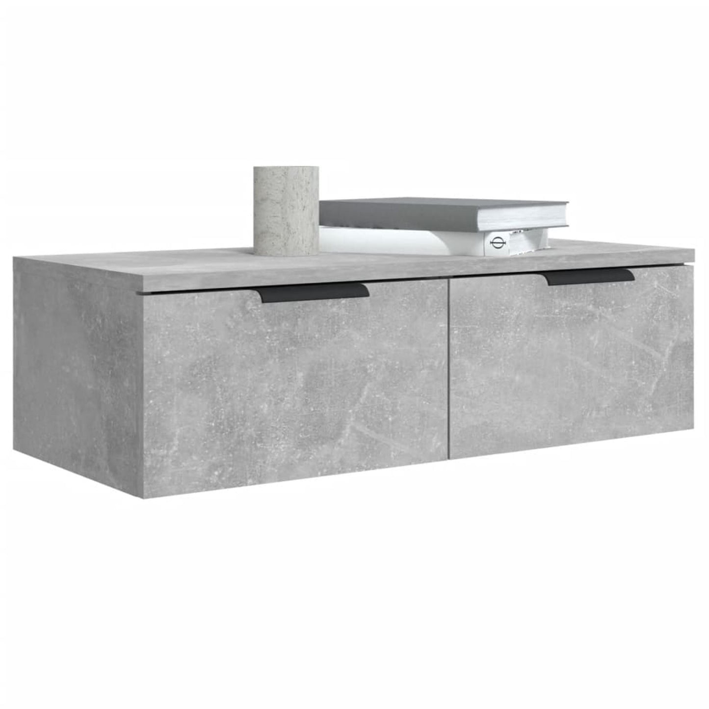 Wandkast – Opbergkast – Vakkenkast – Boekenkast – Dressoir – Set van 2 – Betongrijs – Fineerhout – 68x30x20 cm – Eenvoudige Wandmontage