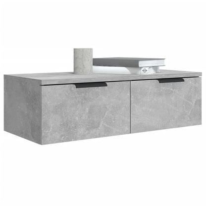 Wandkast – Opbergkast – Vakkenkast – Boekenkast – Dressoir – Set van 2 – Betongrijs – Fineerhout – 68x30x20 cm – Eenvoudige Wandmontage