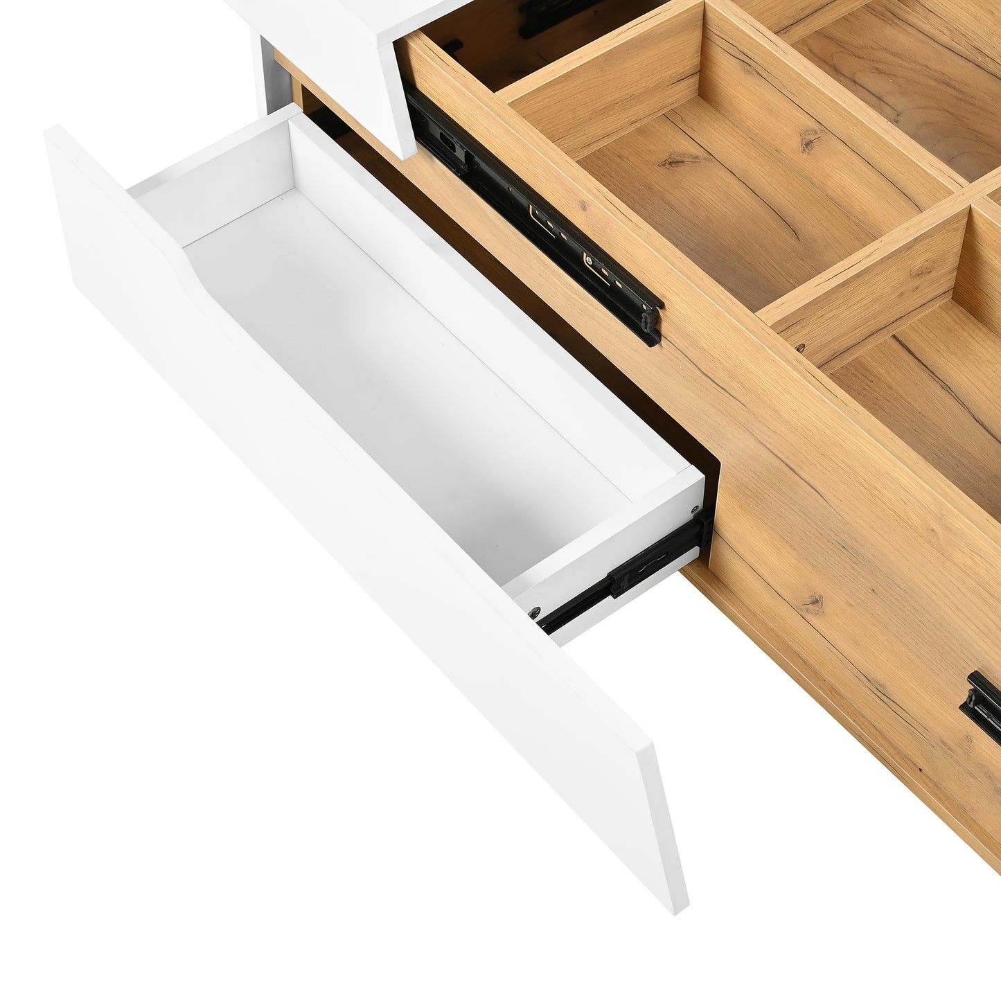 Extendable Coffee Table with Sliding Mechanism & Storage Drawers - Modern Living Room Center Table, Space-Saving Extendable Design, Heavy-Duty Metal Construction, Easy Assembly for Small Apartments, Offices, Home Offices - Co
