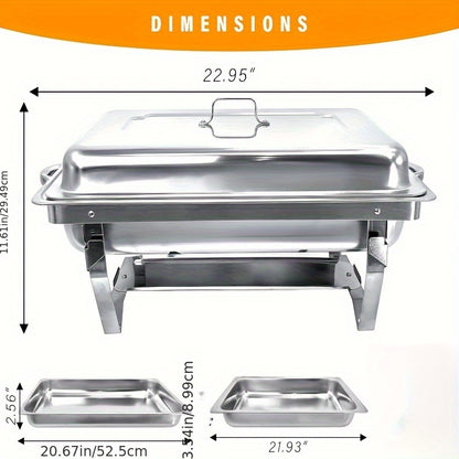 Warmhoudplaat – Buffetwarmer – Chafing Dish – Warmhoudschaal – Rechaud – 4-Pack – RVS 408 Voedselveilig – 9 Liter Inhoud