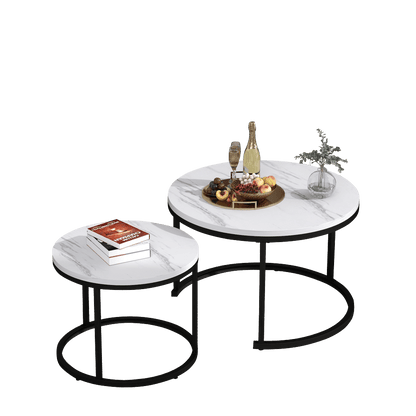 Ronde Bijzettafels – Salontafel – End Table – Nesting Tafels – Woonkamer Tafels – Set Van 2 – Hoogwaardig Metaal – Ruimtebesparend Design